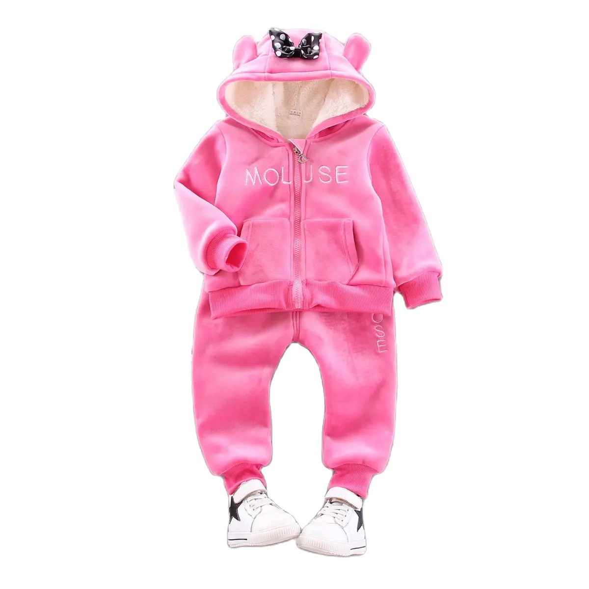 Baby Girls Clothing Sets Kids Boys Winter Thick Plush Cotton Long Sleeve Warm Outerwear+Pants Suit Toddler Set For 1-4 Years