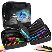 120-Color Wooden Colored Pencil Set with Pocket Clip, Medium Point, Professional Drawing Pencils in Carrying Case for Artists