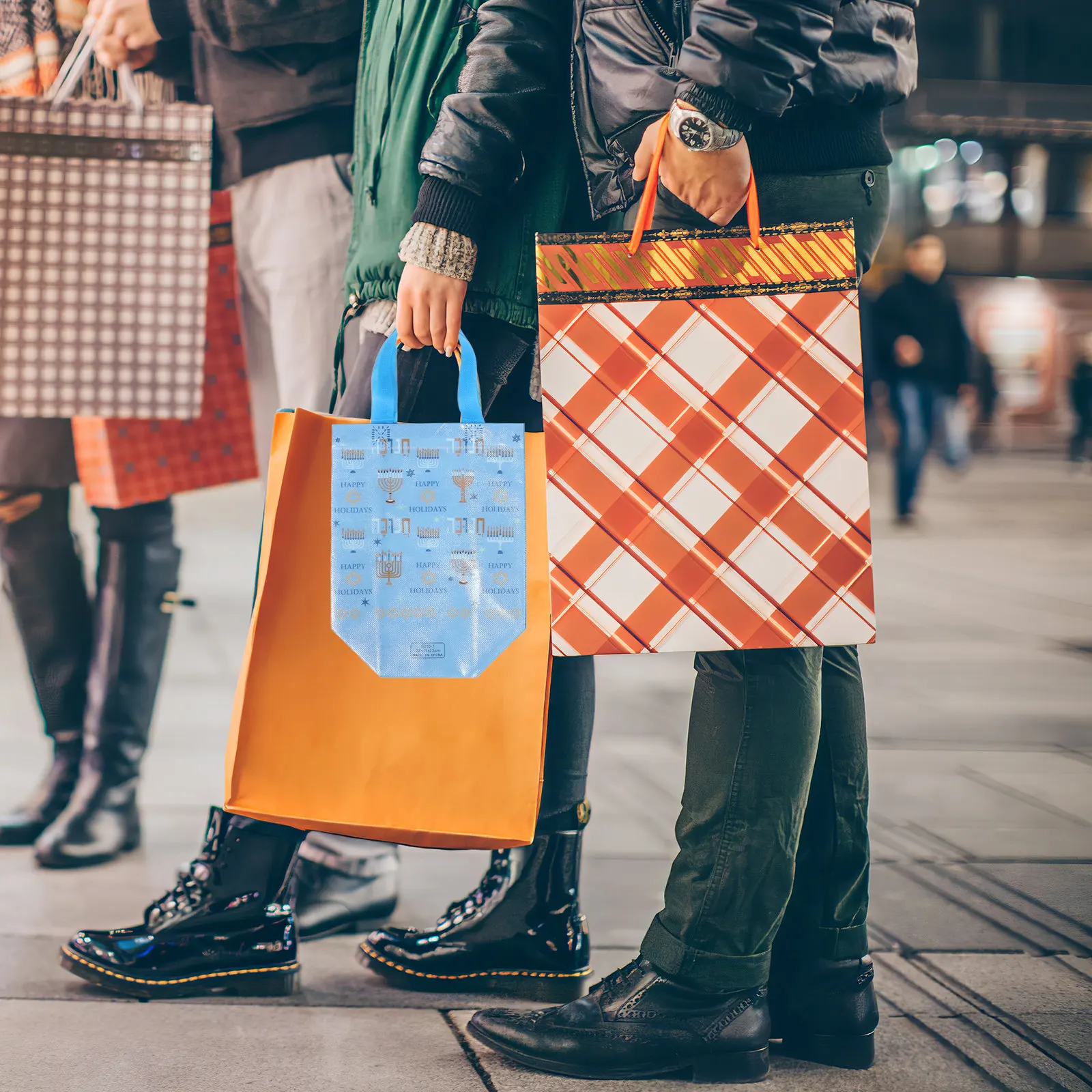 

12Pcs Hanukkah Fabric Tote Bags Reusable Non-Woven Bags Party Favor Festival Supplies Chic Fabric Bag Party Bag