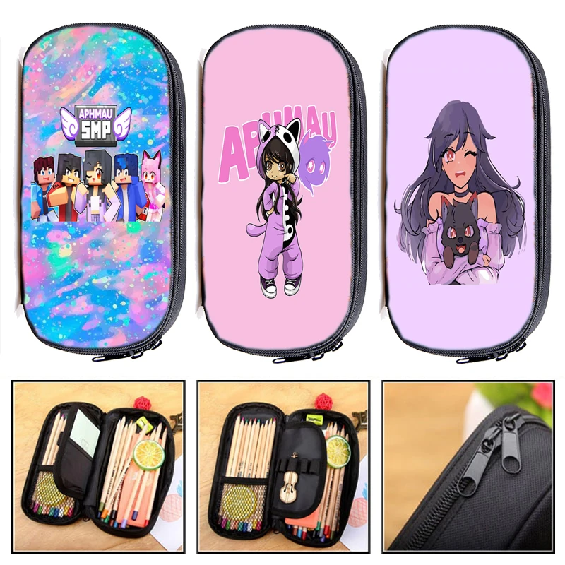 Aphmau Meows Cat Pencil Case Meemeow Practical Storage Bag School Pencil Cases Pen Bag Box Student Stationery Supplies