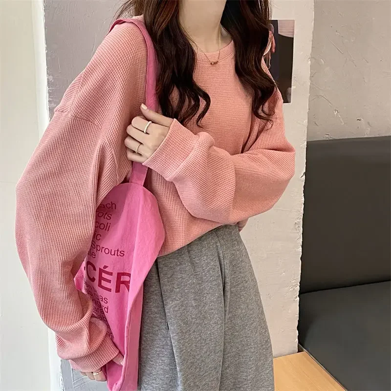 5 Colors T-shirts Women Classic Simple Pure Loose Design Drop-Sleeves Ins Casual autumn Japanese Style All-match Daily Students