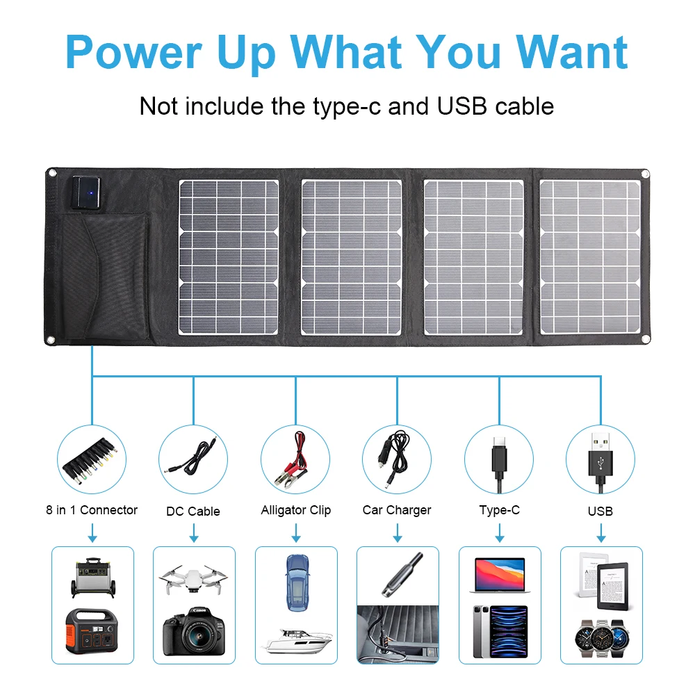 Upgraded 28W 18V Portable Solar Panel Charger Type-c USB DC Camping Foldable Panels For Moblie Phone Laptop Charge Power Station