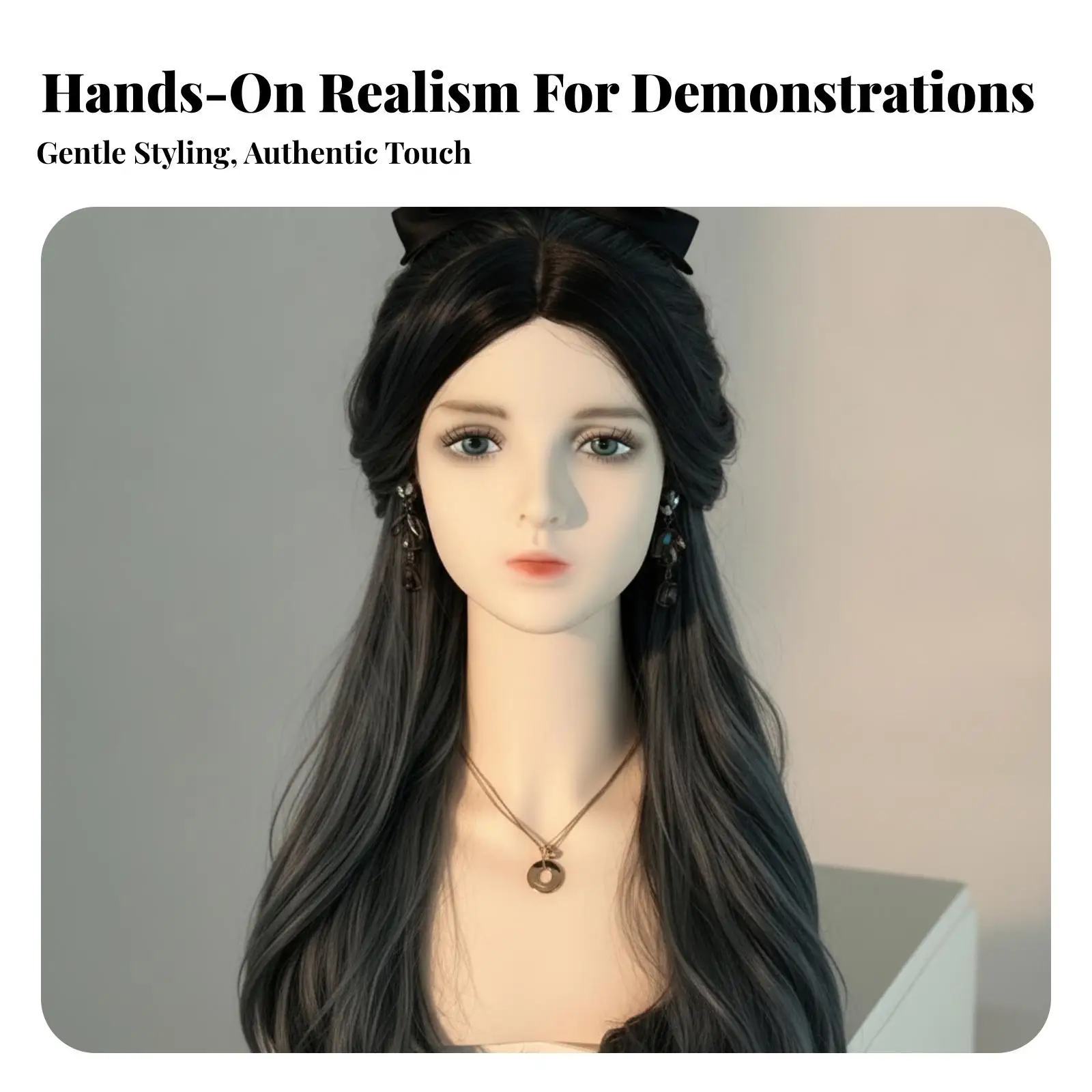Realistic Female Mannequin Head with Upper Chest for Hairpiece Hat Scarf Display Sturdy PVC Countertop Boutique Decor Stand