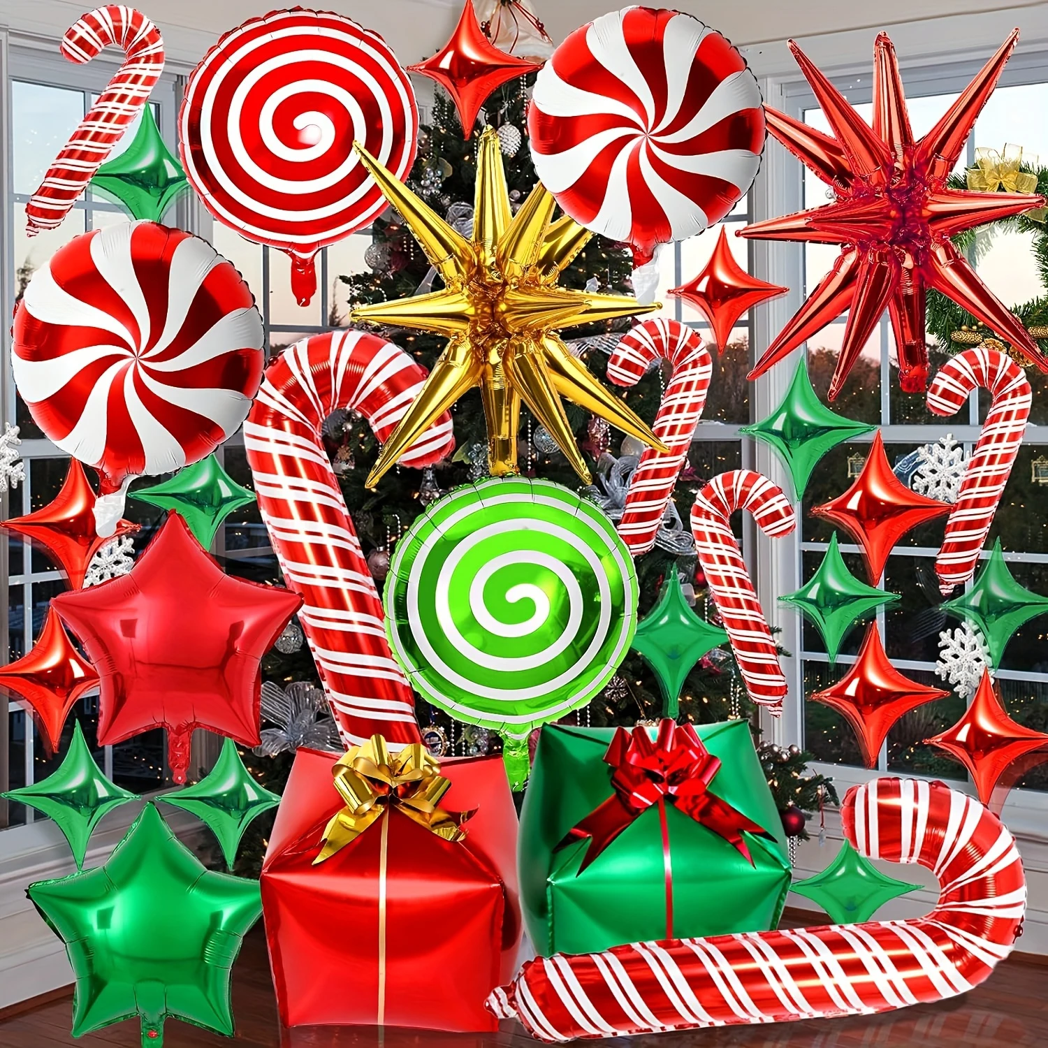 40cps Christmas decorations, aluminum foil balloons, Christmas gifts, canes, candies, outdoor decorations, Christmas parties - Image 2