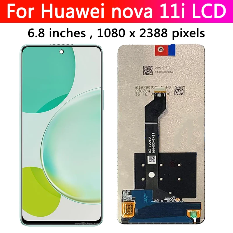 6.8\'\' AAA+ For Huawei nova 11i LCD MAO-LX9 Display Screen+Touch Panel Digitizer For Huawei Nova 11i MAO-LX9N LCD Frame