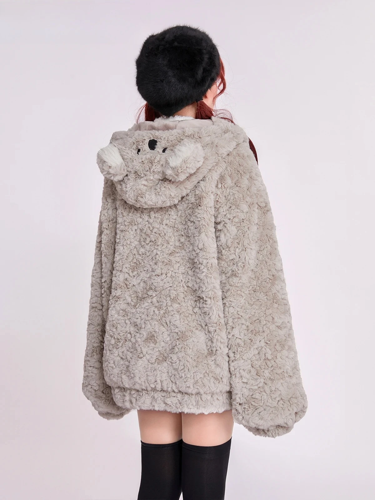 

Fluffy Lamb Wool Cute Animal Thickened Fluffy Jacket Autumn Winter New Versatile Sweet Cute Women's Hooded Cotton Coat
