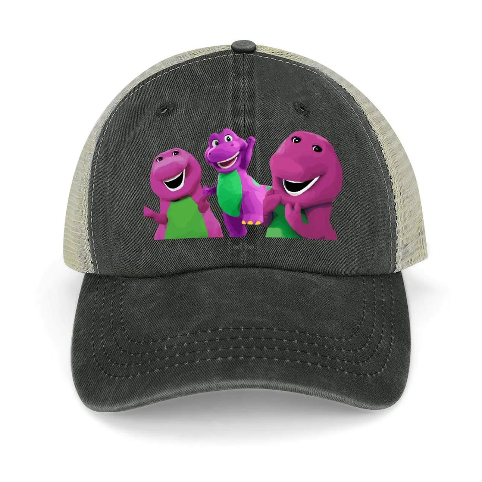 

Cute barney the dinosaur cartoon Cowboy Hat Big Size Hat beach hat Gentleman Custom Cap Women Hats Men's