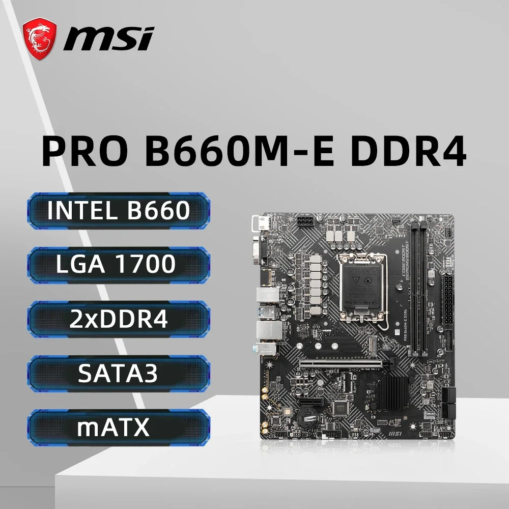 RoRuSMSI PRO B660M-E DDR4 Motherboard Support I9-14900K 13900K I7-14700K 13700 I5-12400F 13500 LGA1700 DDR4 4600MHz NVME M.2 PCl