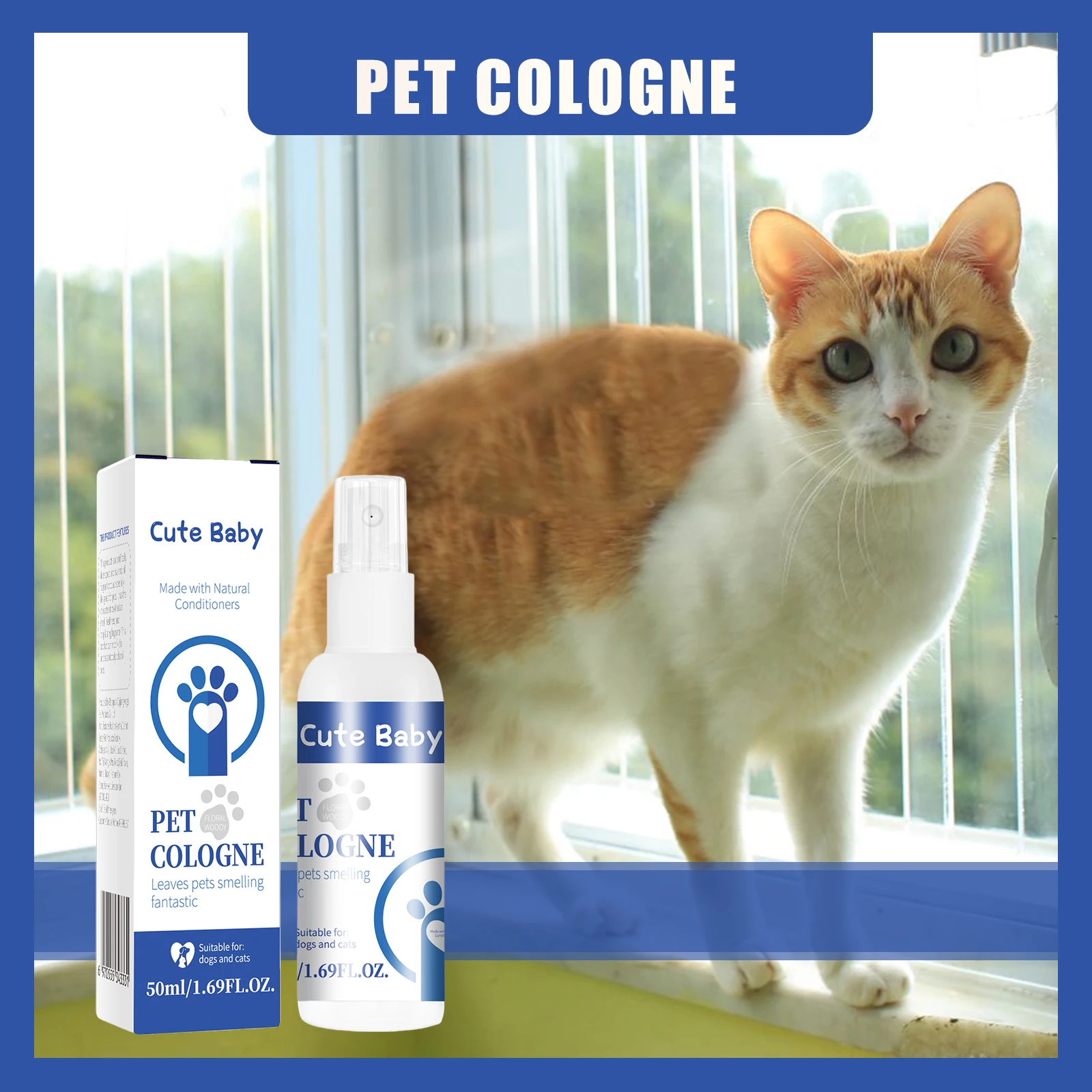 

50 ml Pet Deodorizing Spray, Cats & Dogs Special Perfume To Remove Odors,Lavender Citrus Fragrance.