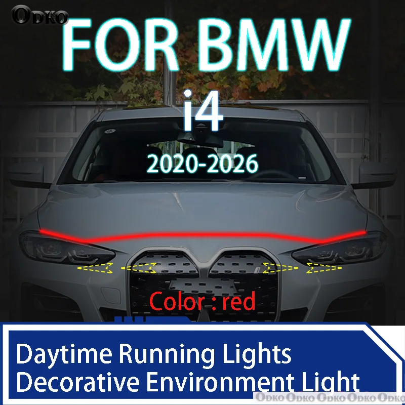 

Для BMW i4 2020-2026 Новое обновление светодиодных дневных ходовых огней, сканирование запуска капота автомобиля, направляющая DRL, декоративная лампа окружающего света 12 В