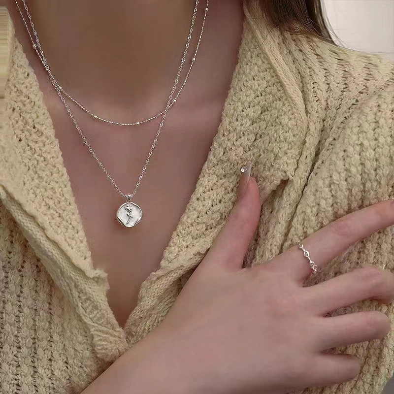Neue S925 Tulpen-Halskette für Damen Vintage High-End Designer Nischen-Exquisite Schlüsselbeinkette – Detail 5