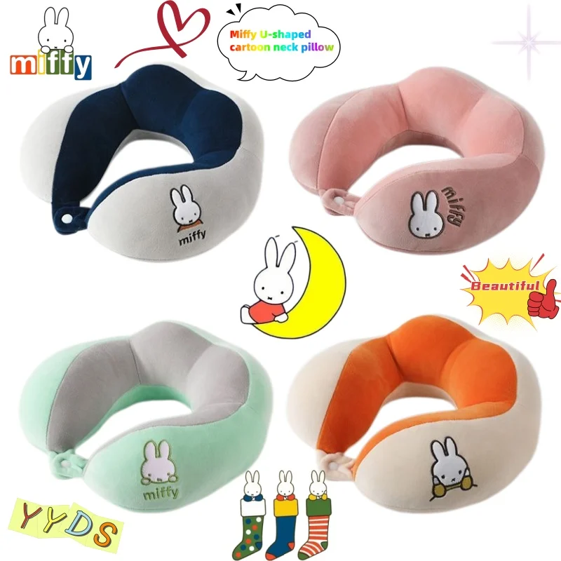 Super Cute Miffy Rabbit Doll U-Shaped Pillow Soft Sweet Cute Cartoon Fashion High-Looking Office Travel Nap Pillow Gift