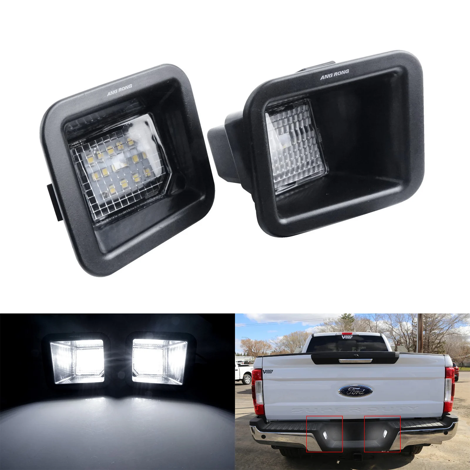 

Pair Canbus Number License Plate Lamps Assembly For 2017-up Ford F250 F350 F450
