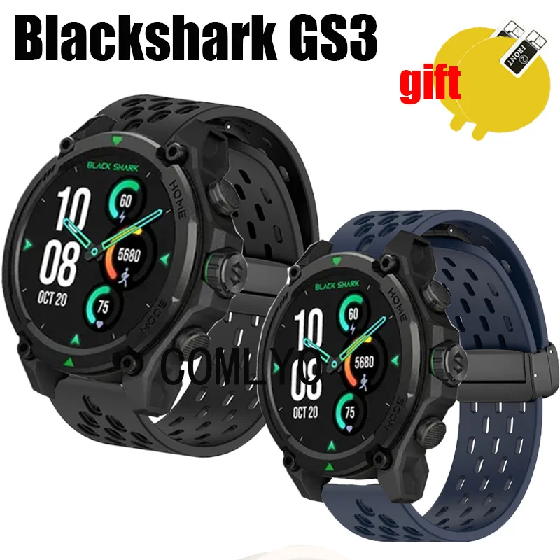 For Blackshark GS3 Smart Watch Strap Wristband Silicone Sports Soft Women Men Band Screen protector Film