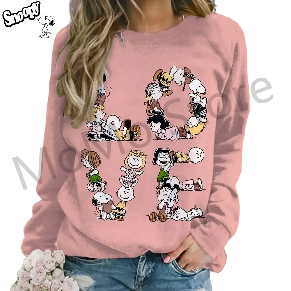 O Neck Women\'s Long Sleeve Sweatshirts Snoopy Autumn Fashion Y2k S-3XL Lovely New Kawaii Clothes Party Leisure Pullovers 2024