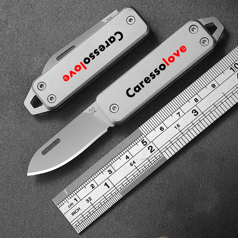 Alloy Key Mini Folding Knife D2 Blades Portable Camping Pocket Knife EDC Hand Tools Unpacking Cutter Defensive Survival Gadgets