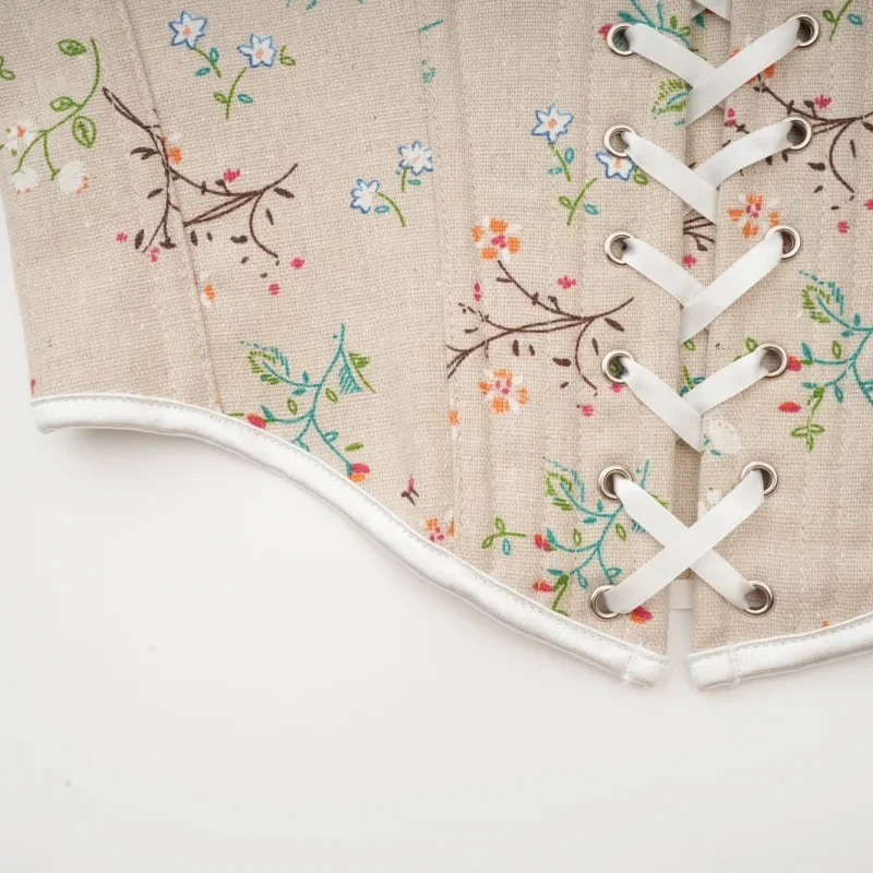 CosplayWomen أنيقة ريترو بوستير مشد المحاصيل القمم القوطية الأزهار طباعة الدانتيل متابعة رفع overالصدر المشدات حزام الكتف Corsele