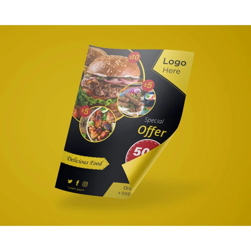 Flyers offset para Hamburger Publicidade, Produto Personalizado, A4, A5, A6 Tamanho