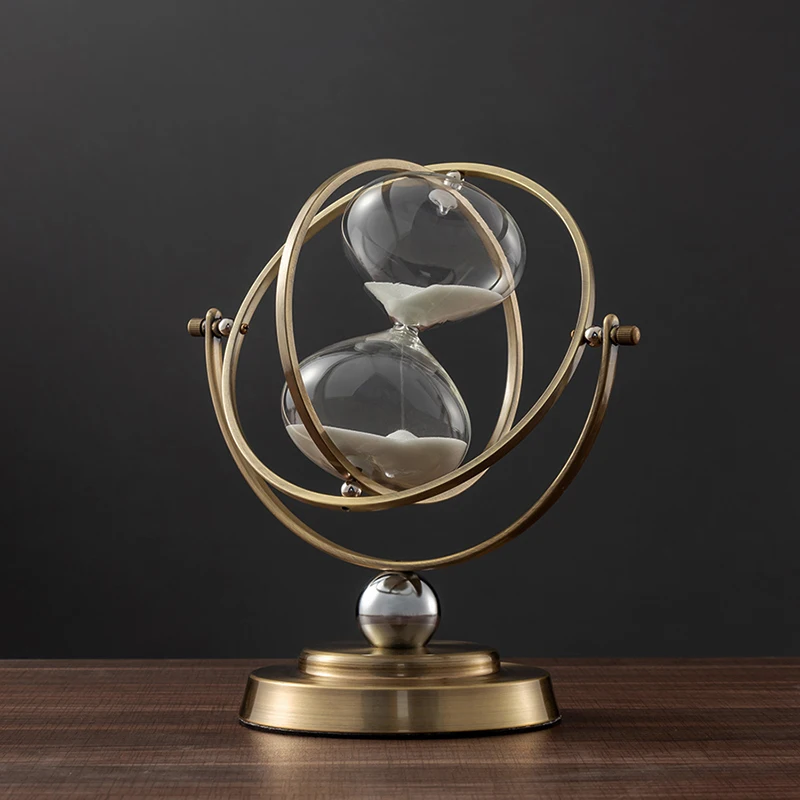 15/30/60 Minute Vintage Hourglass Rotating Metal Sandglass Sand Clock Timer Sand Watch Office Home Decorations