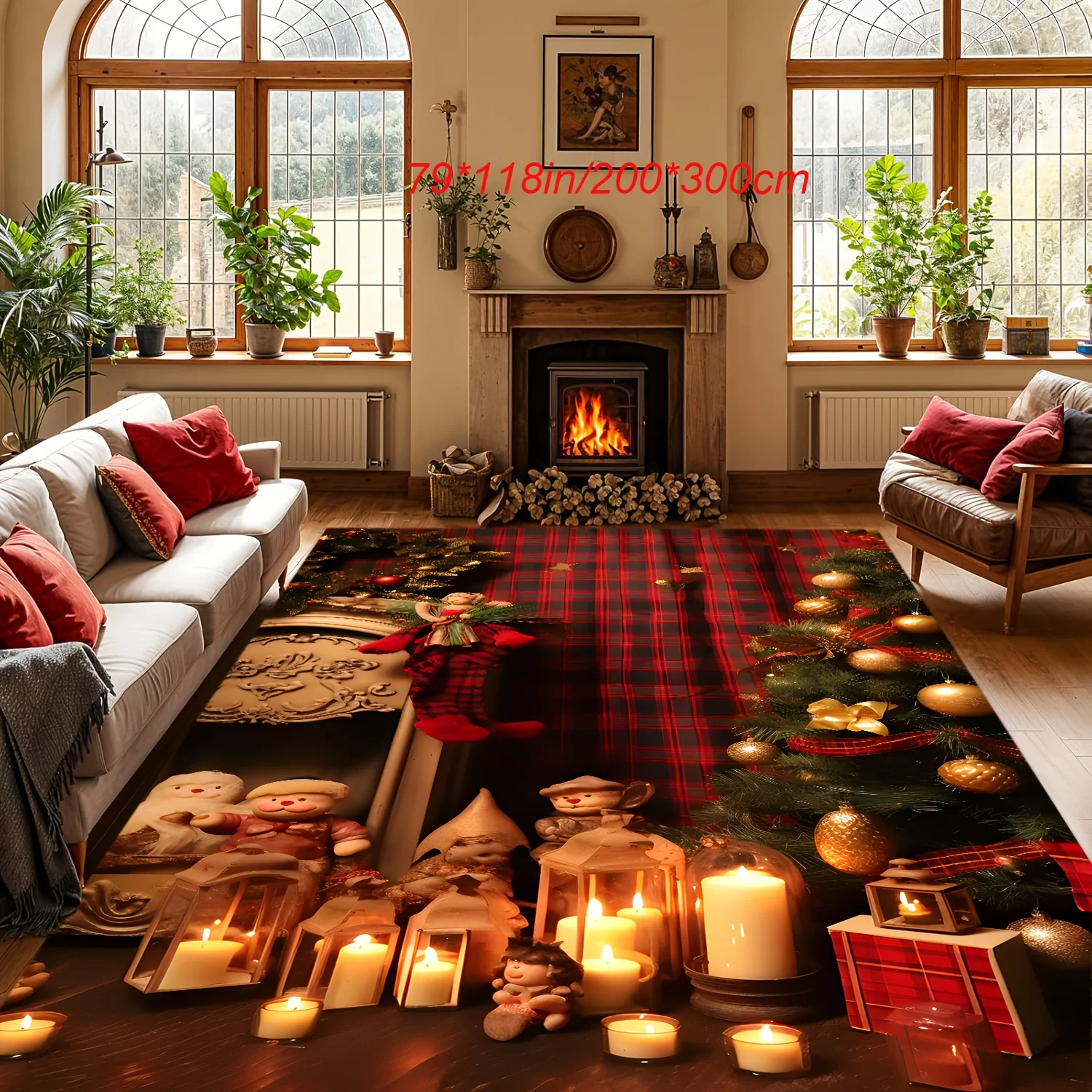 1pc Christmas Game Area Pattern Plush Area Rug, Non Slip, Versatile Home Decor, Perfect for Indoor Holiday Decoration