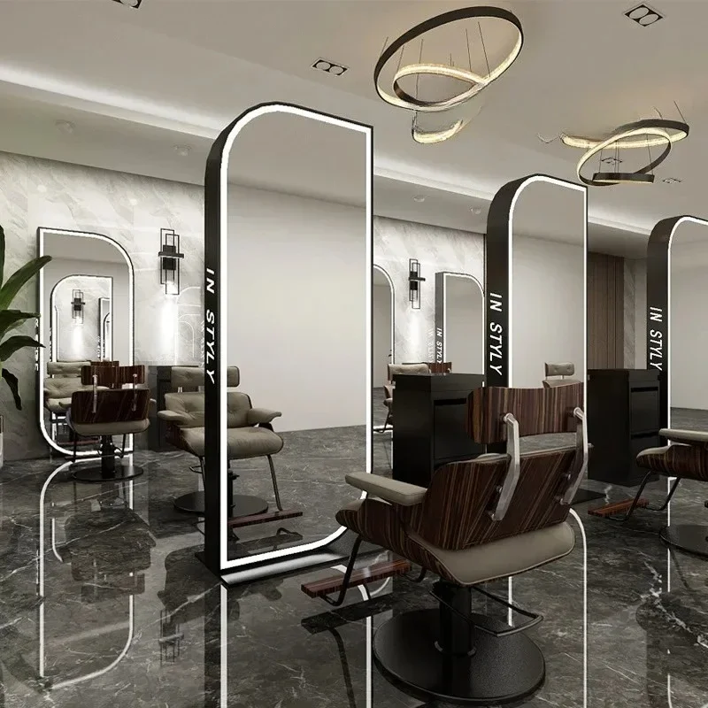 

TTHair Salon Специальная стрижка из нержавеющей стали высокой четкости с лампой Одиночное двустороннее зеркало Пол Золото