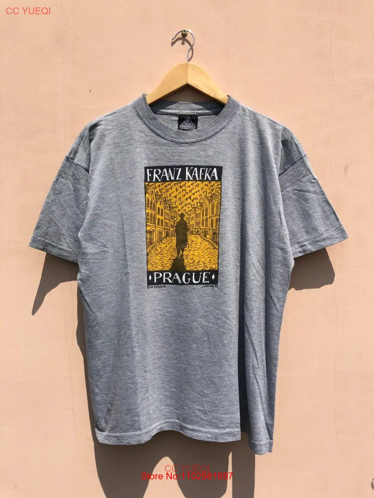 Vintage 1991 Franz Kafka Prague Art T-shirt Sz L