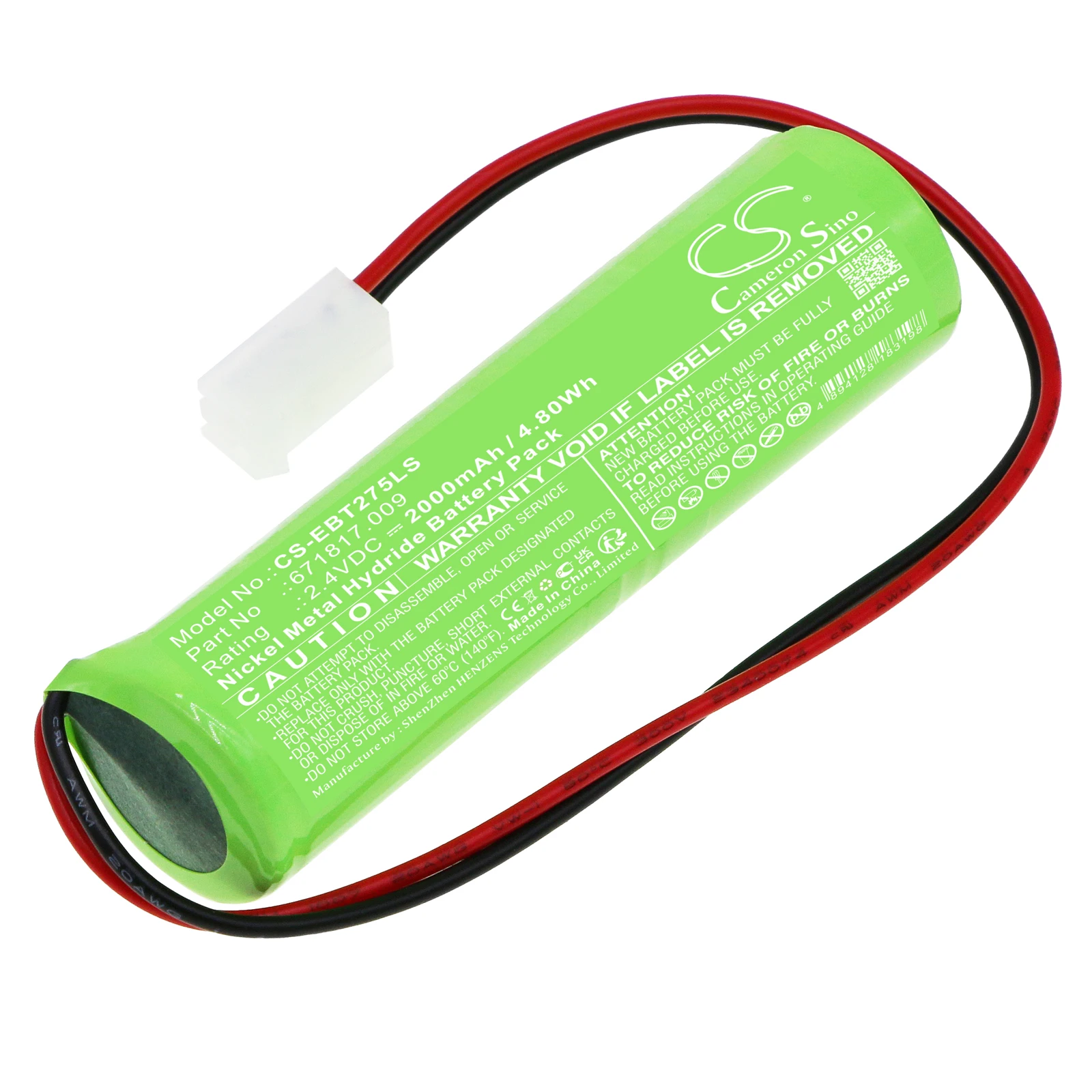 Replacement 2.4V 2000mAh Emergency Lighting Battery 671817.009 for EluBat swiss 275 602 KRMT 23/43 D-SC1800BTx2-MOLEX/5239