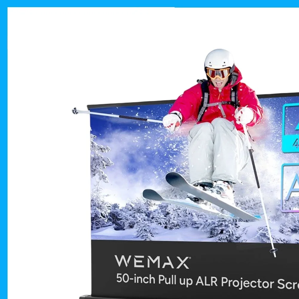 New! P50 Pro 50'' ALR Portable Projector Screen Tabletop Screen HD 16:9 Projection Pull Up Foldable Stand for Camping