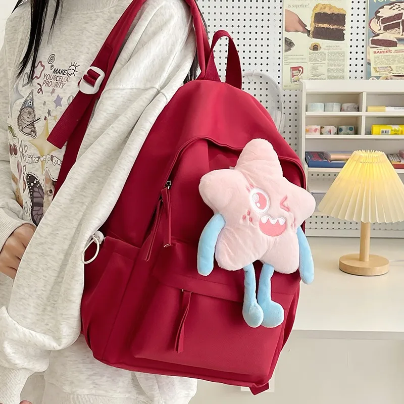 Mori Girl Backpack Plush Stars Cute Decorations Backpack Teen Students School Bags Kawaii Rucksack for Travel Shopping Studying