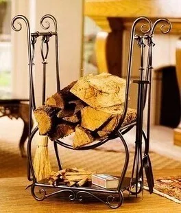 

European iron firewood rack fireplace utensils fire tongs firewood rack fireplace tools five-piece set in stock