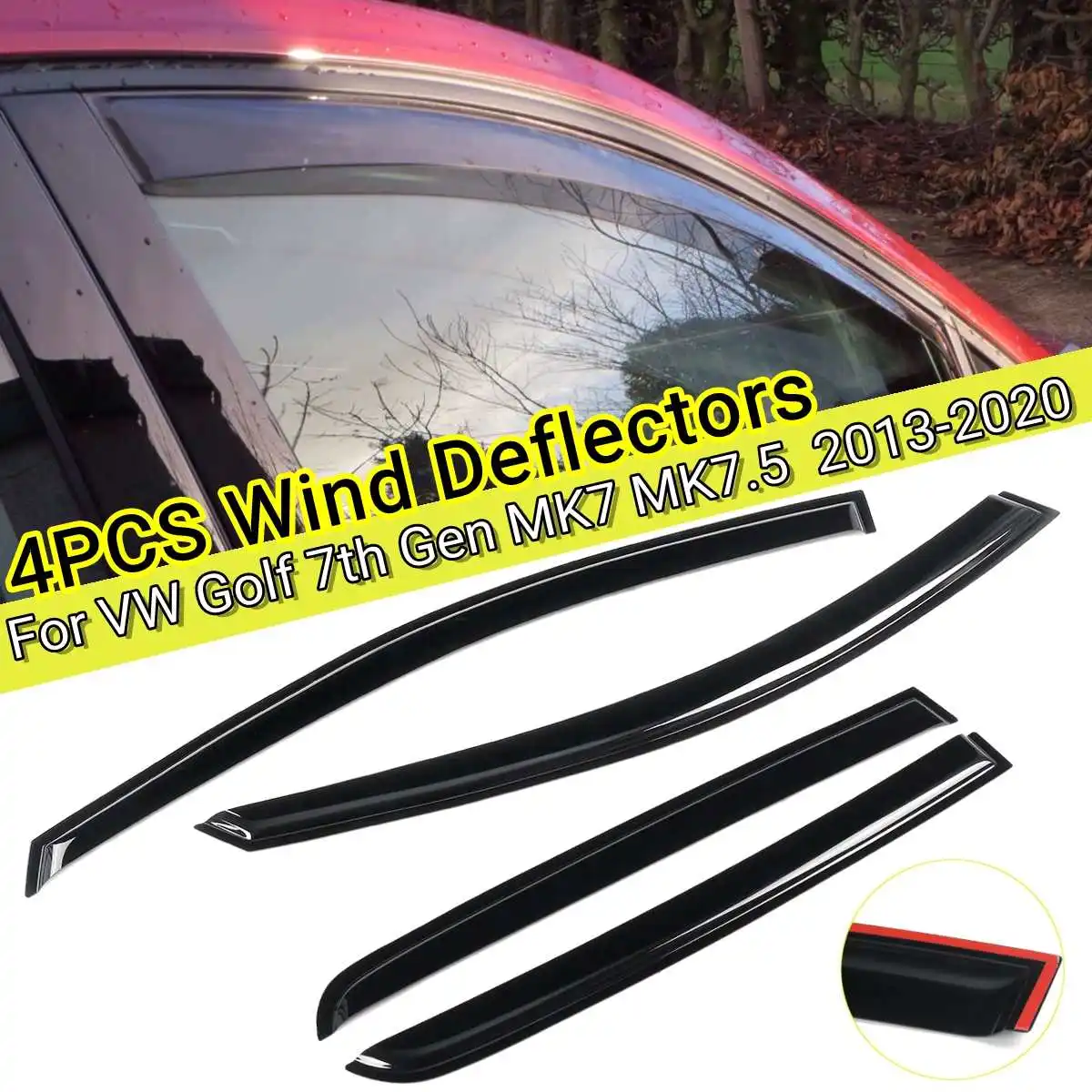 

Car Window Wind Deflectors Tinted Awning Shield Rain Sun Wind Shelters For VW Golf 7th Gen MK7 MK7.5 2013 2014 2015 2016-2020