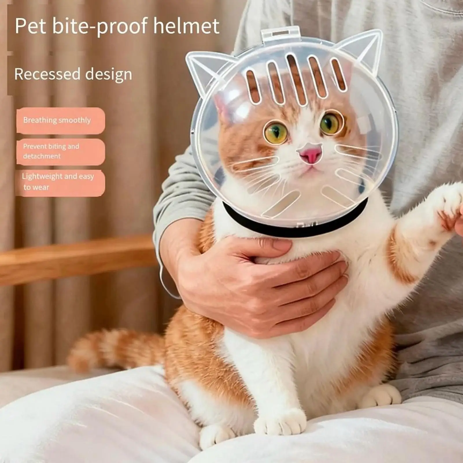Cat Muzzle Anti-Bite Anti Scratch Cat Mask Cover Helmet Transparent Breathable  Cat Grooming Accessories Anti-Licking