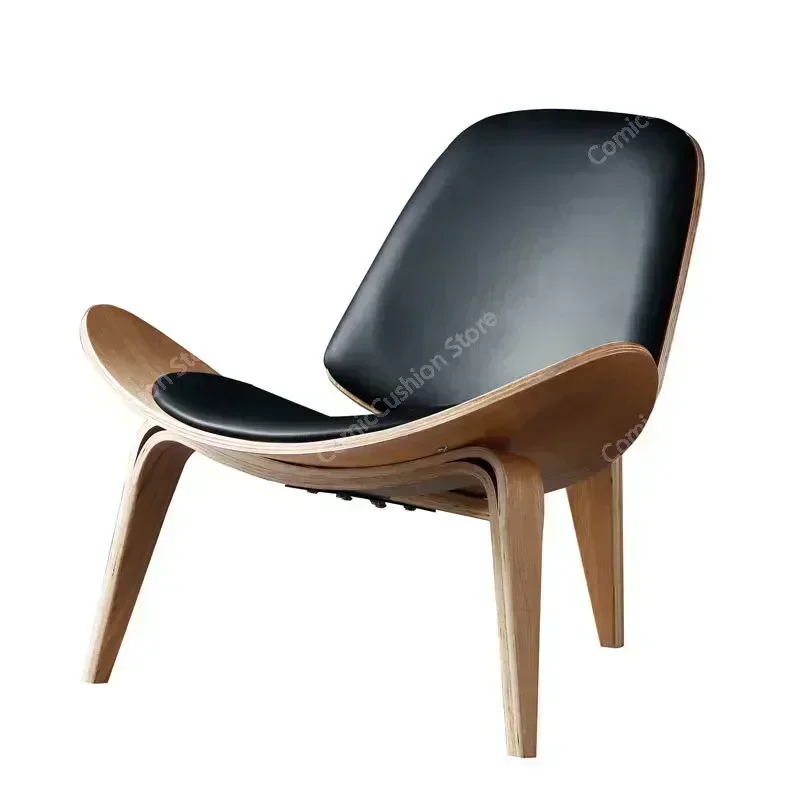 Replica Hans Wegner Style Three-Legged Shell Chair Ash Plywood Fabric Living Room Furniture Modern Lounge