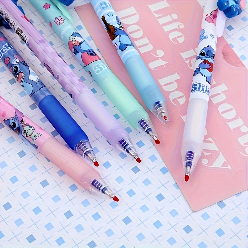 6 قطع من أقلام الجل القابلة للمسح - تصميم كرتوني لطيف، نقطة دقيقة 0.5 مم، جهاز نقر من الراتنج الأزرق، مثالي للكتابة واللوازم المدرسية #4