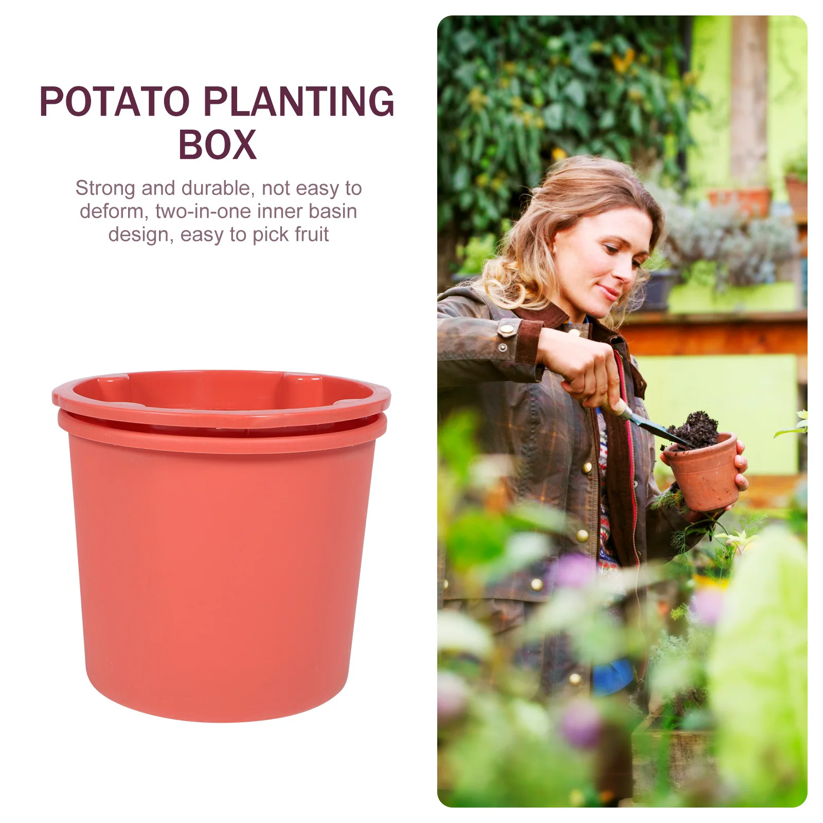 Soporte para plantar patatas de dos niveles, macetero duradero, práctico, transpirable, fácil de limpiar, accesorio de jardinería, cubo para plantar maní
