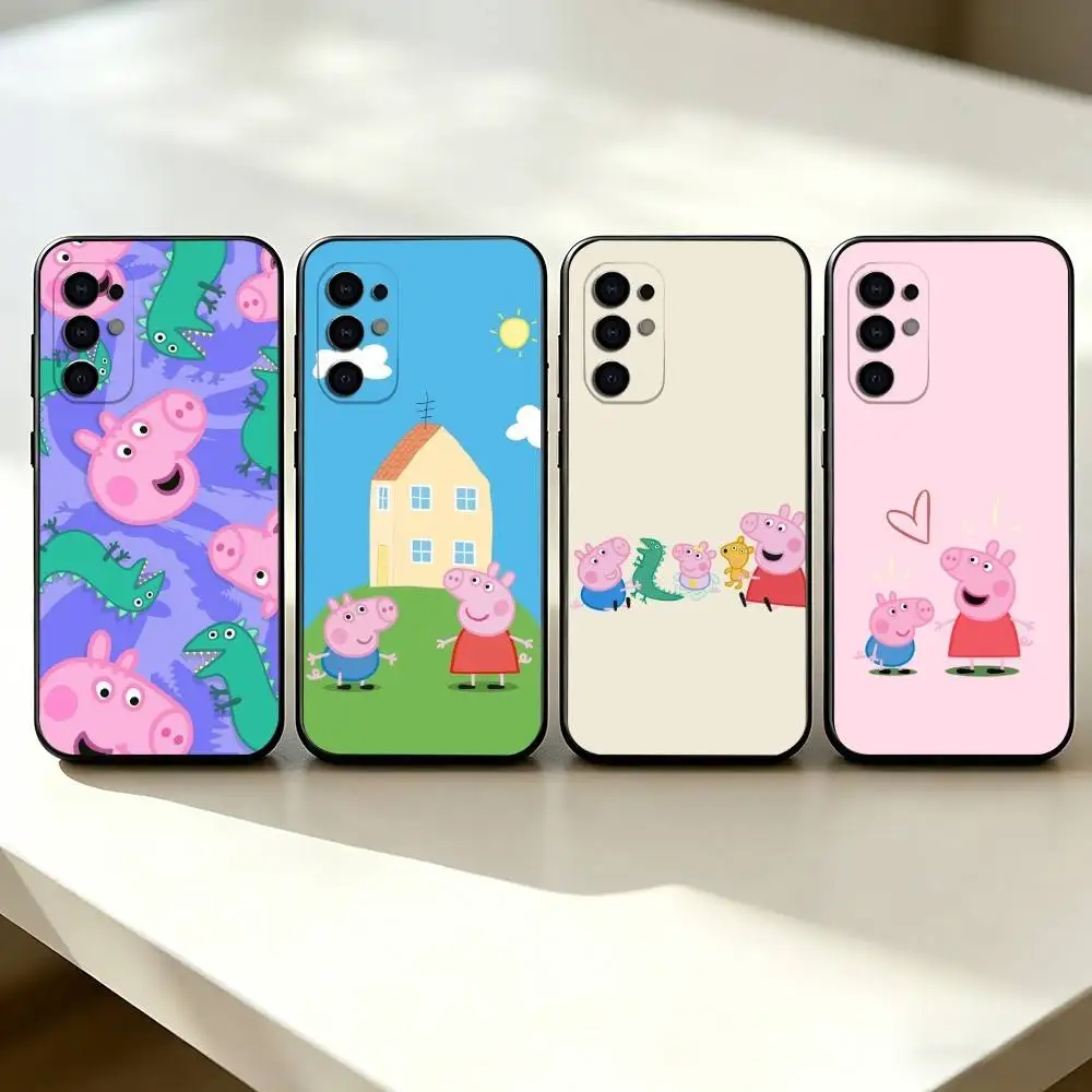 Capa de Telefone Infantil de Animação P-Peppa Pig para Samsung S25, S24, S21, S22, S23, S30, Ultra, S20, Plus, Fe, Capa de Silicone Macia Preta
