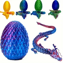Fun And Cool Gemstone Dragon Ornament Toy 3D Printed Dragon Egg Dragon Gift Set Joints Can Be Movable Model Desktop Decoration