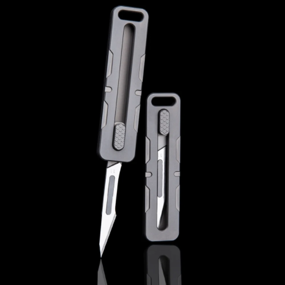 Utility Knife Titanium Surgical Blade Portable Scalpel EDC Carving Tool Knife Multi-Function Pocket Knife10pcs 11 surgical blade