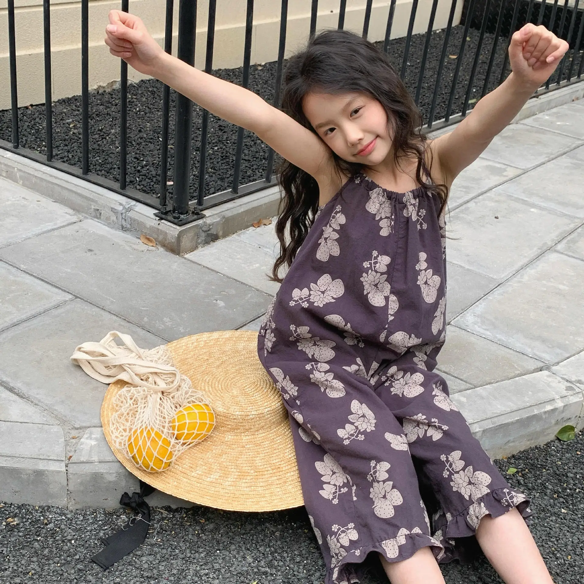 Girls Loose Sling Pants 1-6 Years Summer Fashion Kids Girls Overalls Children Wide Leg Pants Baby Casual Trousers Girls Clothes