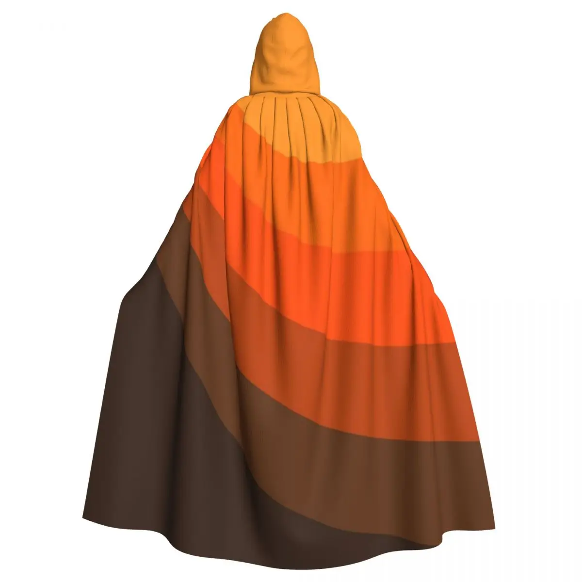 Brown And Orange Retro Sun Rays Long Hooded Cloak Witch Medieval Costume Cosplay Cape HalloweenVampire Adult Unisex