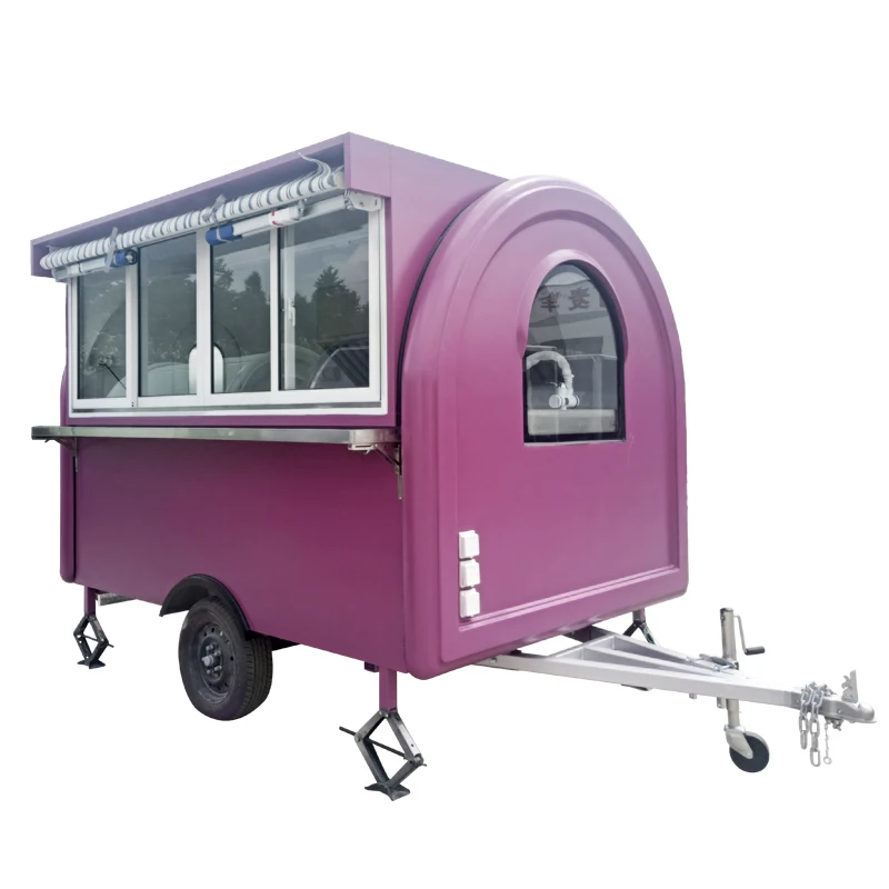 MAICHE Customized Purple Mobile Coffee Hot Dog Ice Cream Juice Pizza Food Trailer Truck Fast Food Cart Bar