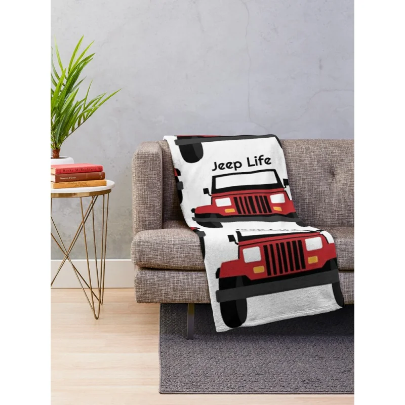 Red Jeep Throw Blanket Plush Blankets Semi-Toral Blanket 5 sizes/200x180cm