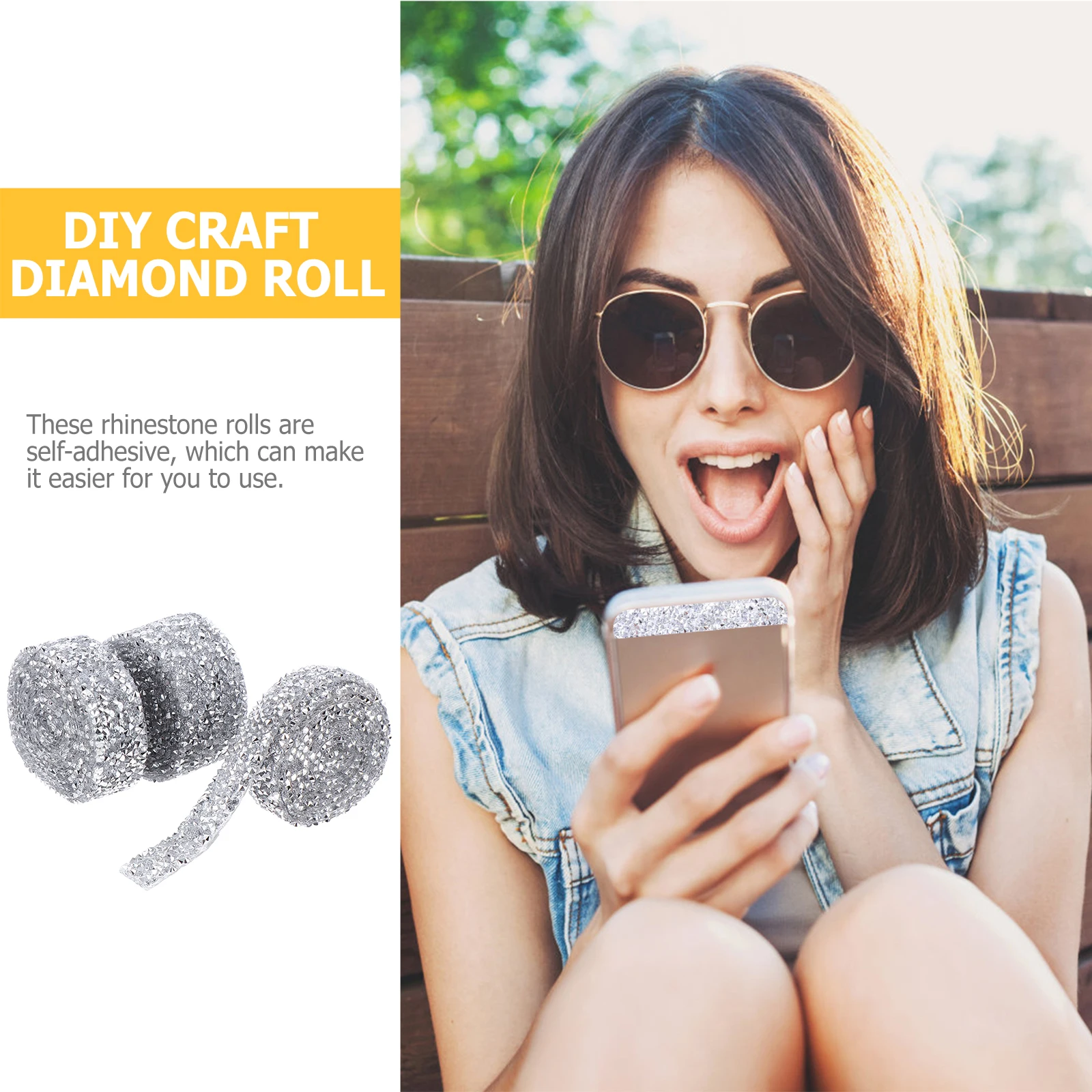 

3 Rolls Self-adhesive Rhinestone Ribbons 3 Sizes DIY Craft Bling Drill Ribbon Adhesive Crystal Tape Resin Hot Diamond Strips Car