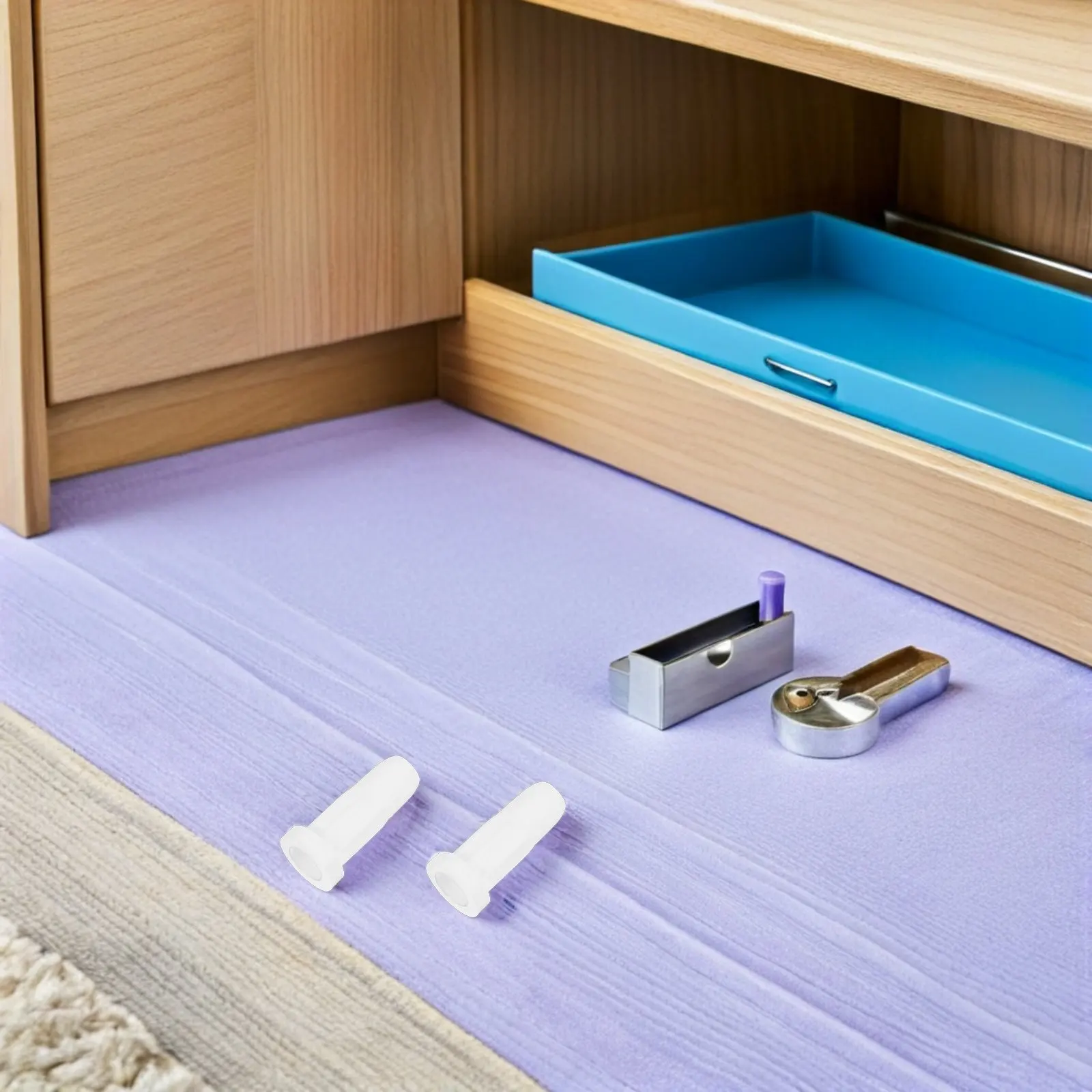 Image 7: 50 pièces de douilles de remplacement en plastique blanc pour roulettes de lit bébé, pieds de meubles, roulettes de chaise, sol de chambre d'enfant