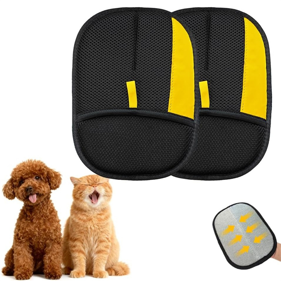  2pcs Pet Hair Remover Mitt Pet Hair Remover Gloves Deshedding Brush Glove for Dog Cat Rabbit with Long/Short Cortinas y Alfombra 
