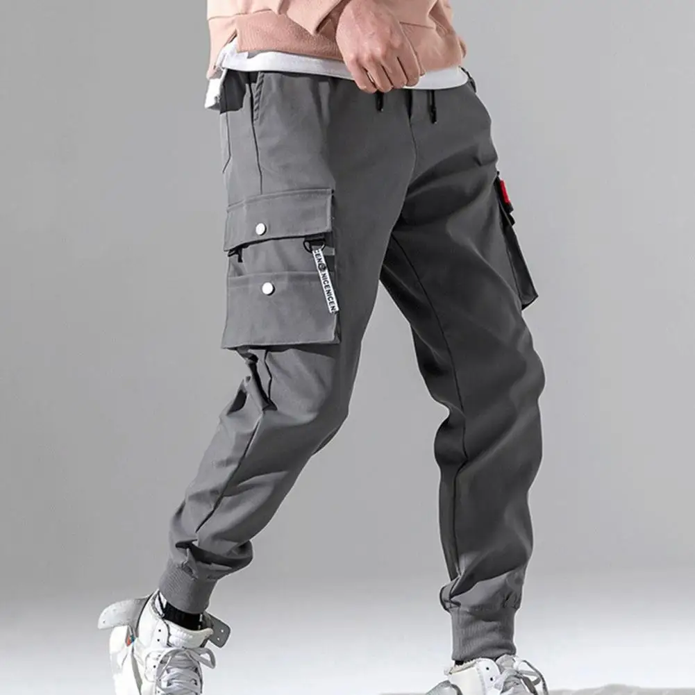 Pantalones Cargo informales Harajuku para hombre, pantalón negro resistente al desgaste, Jogger con múltiples bolsillos, pantalón ajustado, ropa de