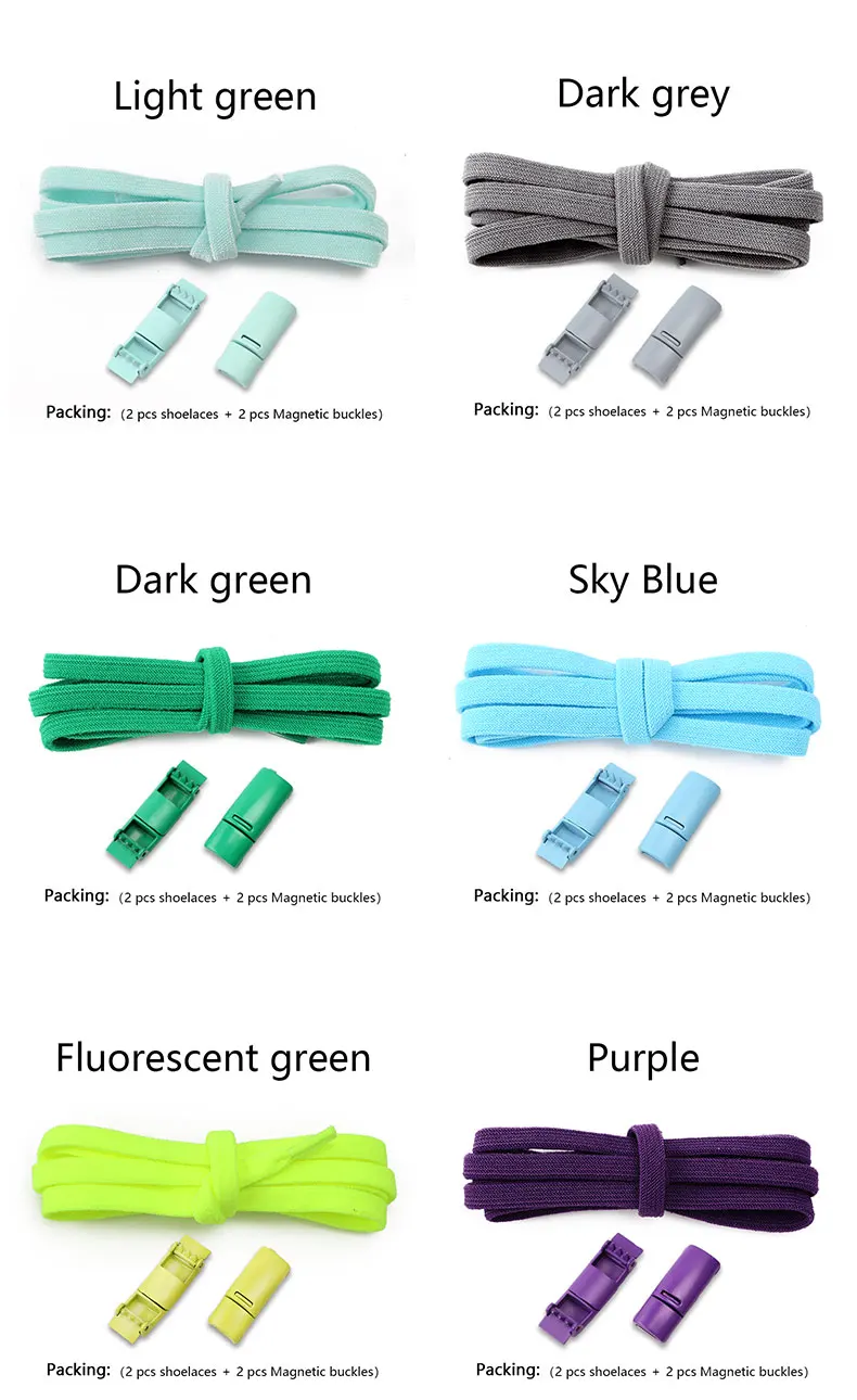 Magnetic Lock Shoelaces Elastic No Tie Shoe Laces Sneakers Shoelace For Kids and Adult One Size Fits All Shoes Shoestrings 1Pair