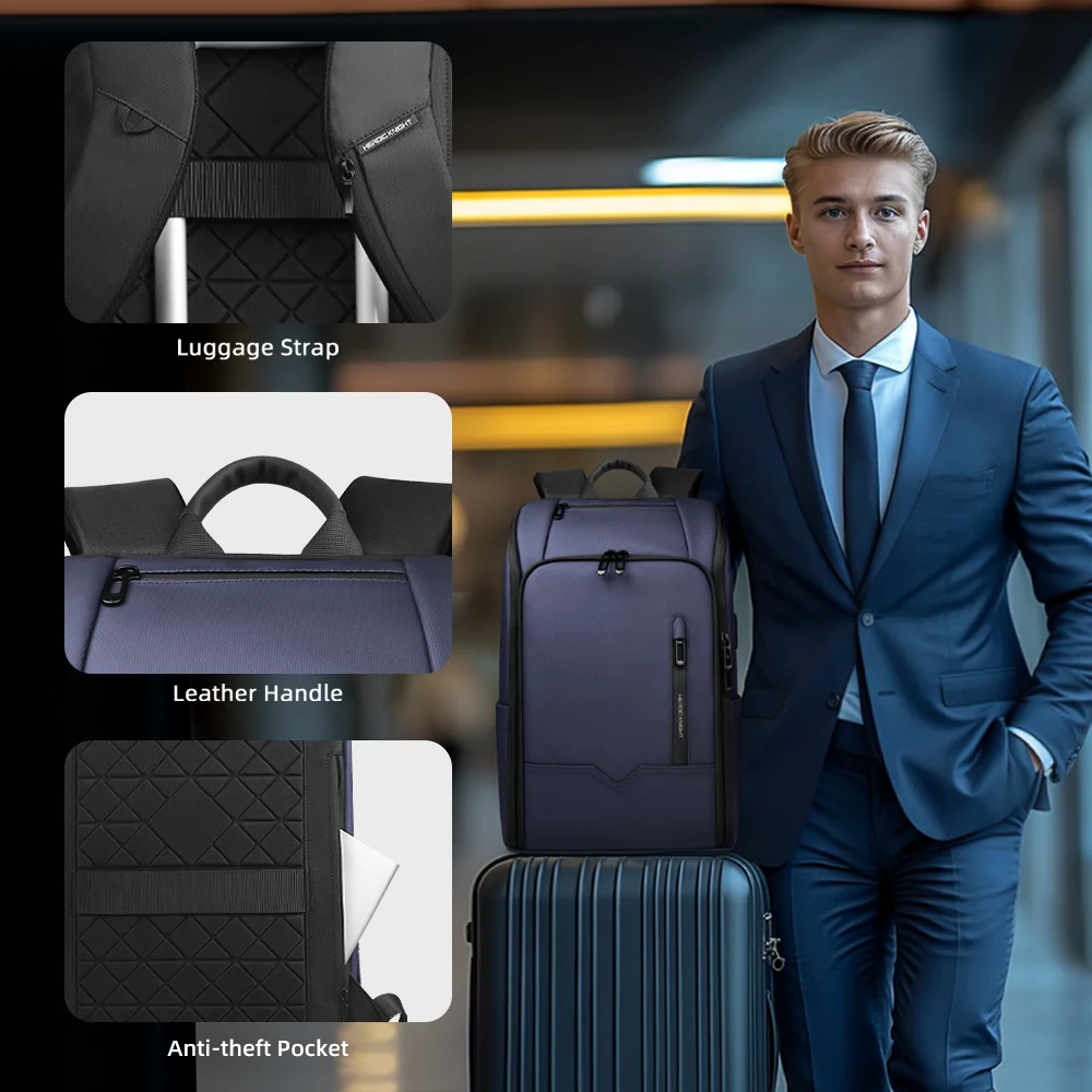 Heroic Knight Minimalist Men's Travel Backpack Large Capacity 15.6 Inch Carry-On Laptop Bag Business Waterproof College Backpack