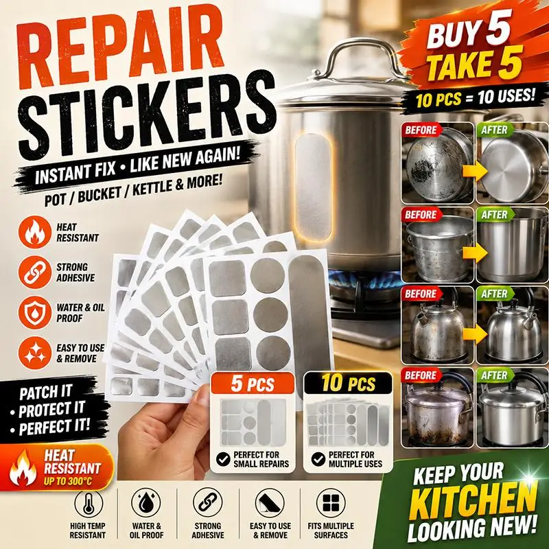 Pure Aluminum Foil Pot Repair Stickers Waterproof Heat Resistant Fix Leaky Pans Kitchen Home Use