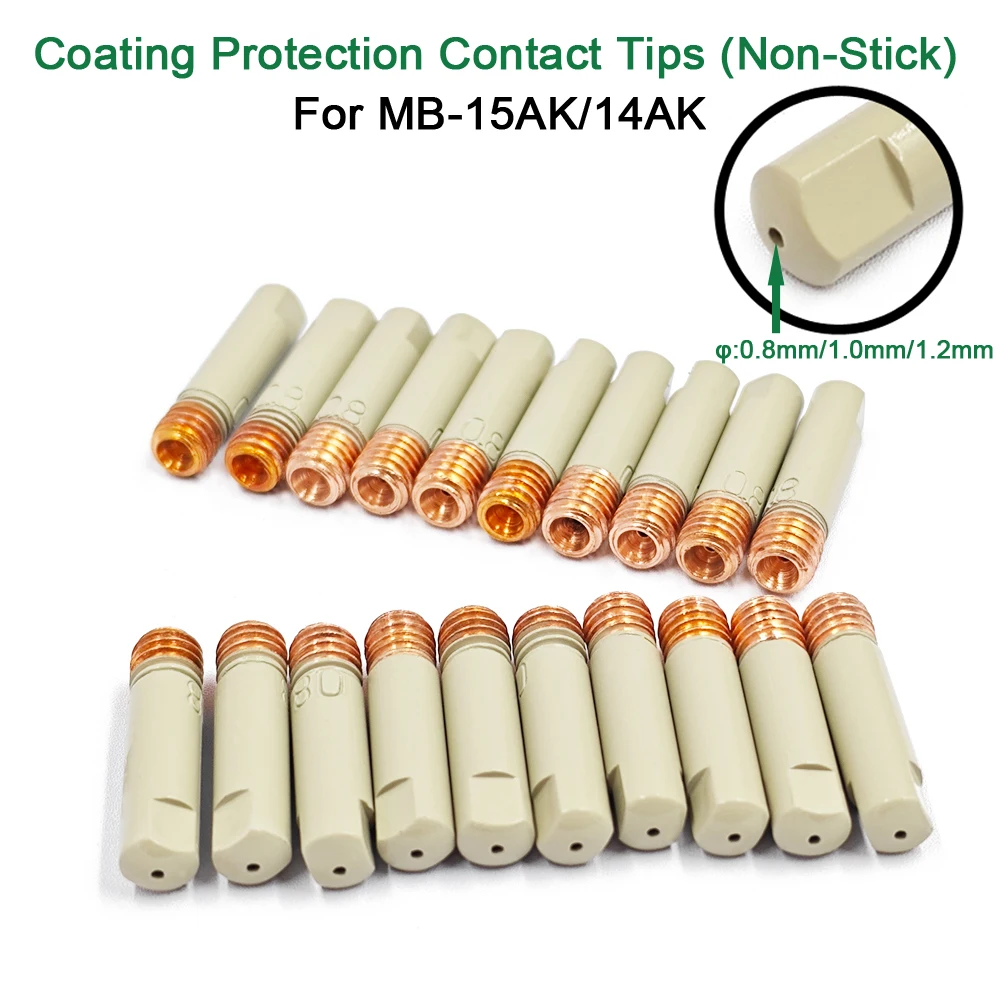 MB-15AK/14AK Welding Contact Tips New Coating Protect 25mm M6 Gas Nozzle Tip 0.8mm-1.2mm MIG Welding Torche Welding Tool Parts